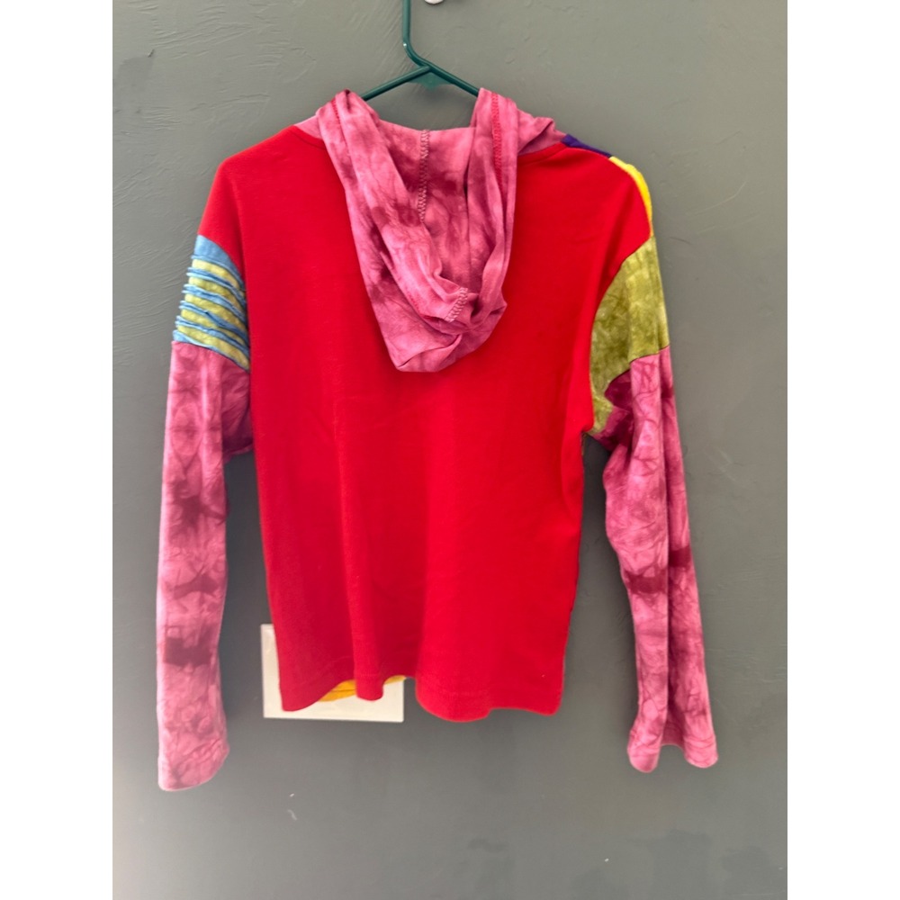 India Boutique Womens Patchwork Tie Dye Floral Boho Hippie Zip Up Hoodie Rainbow - Picture 5 of 7